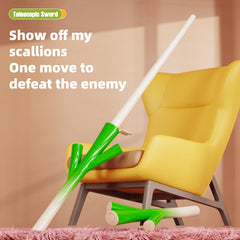 Stretchable Scallion Sword Toy with Green Onion for Fun Pranks