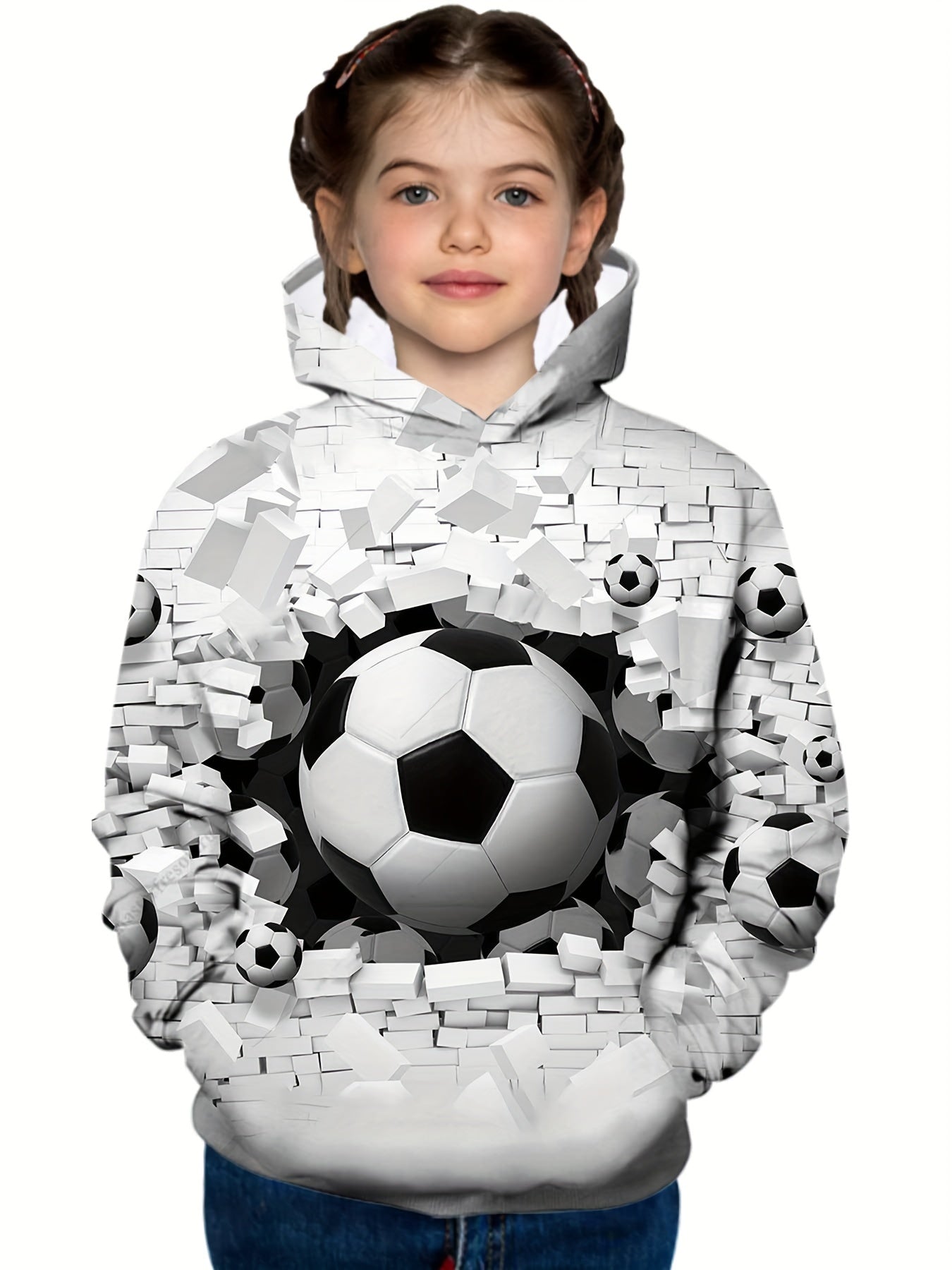 Boys Soccer Print Hoodie for Spring Fall