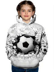 Boys Soccer Print Hoodie for Spring Fall