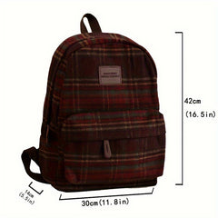 Checkered Junior High School Schoolbag Girls College Students Backpack