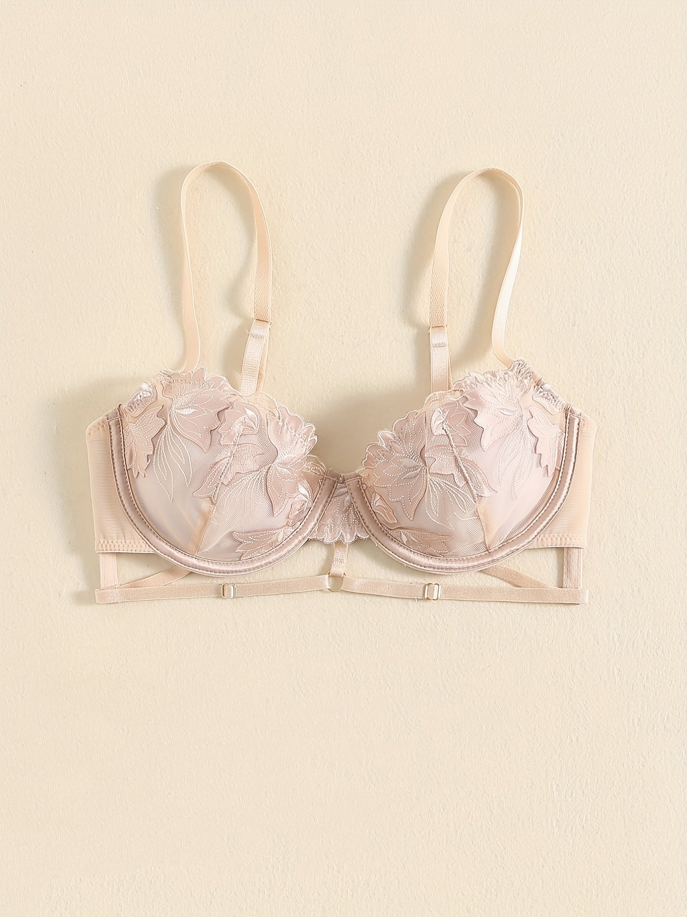 Floral Lace Unlined Bra Sexy Ultra Thin Push Up Intimates Bra