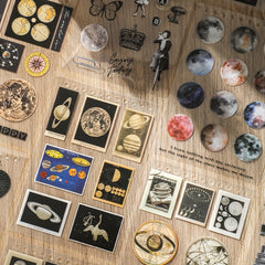 20 Sheets Vintage Starry Sky Stickers Book Set Retro Planet Stickers