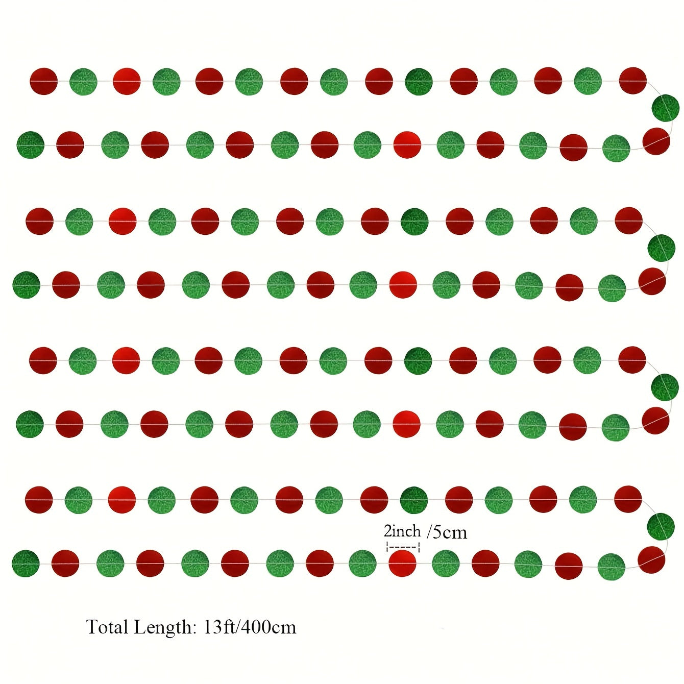 Red & Green Circle Dots Garland Christmas Party Decorations