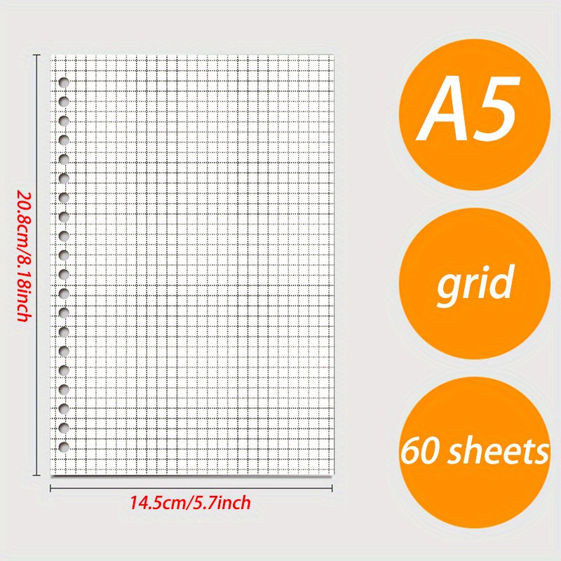 Loose Leaf Core Paper 60 Sheets 120 Pages 80g 26 Hole A5 B5 A4 Road Paper