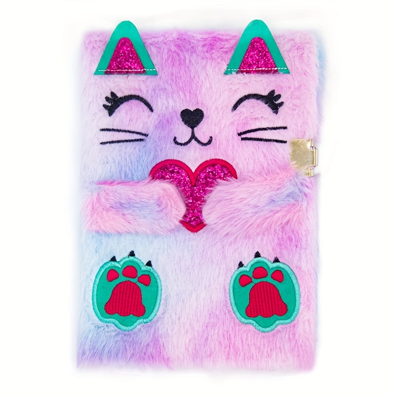 Love Heart Cat Lockable Journal Set Diary Stickers Mini Wallet for Teens