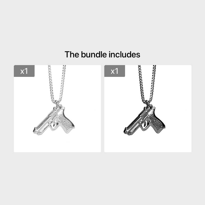 Hip Hop Pistol Gun Charm Pendant Necklace for Men