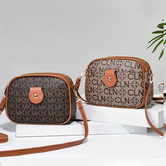 Vintage Classic Letter Print Crossbody Bag PU Leather Square Purse