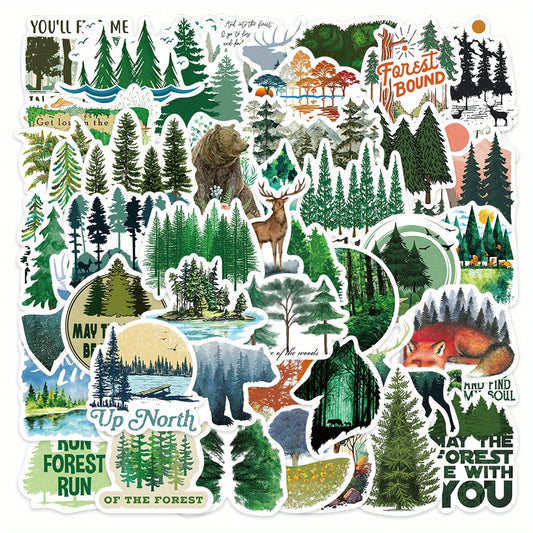 50pcs Green Forest Stickers Healing Waterproof Stickers