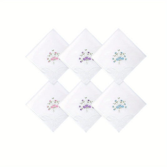 6PCS Butterfly Lace Embroidered Handkerchief Hankies Wedding Supplies