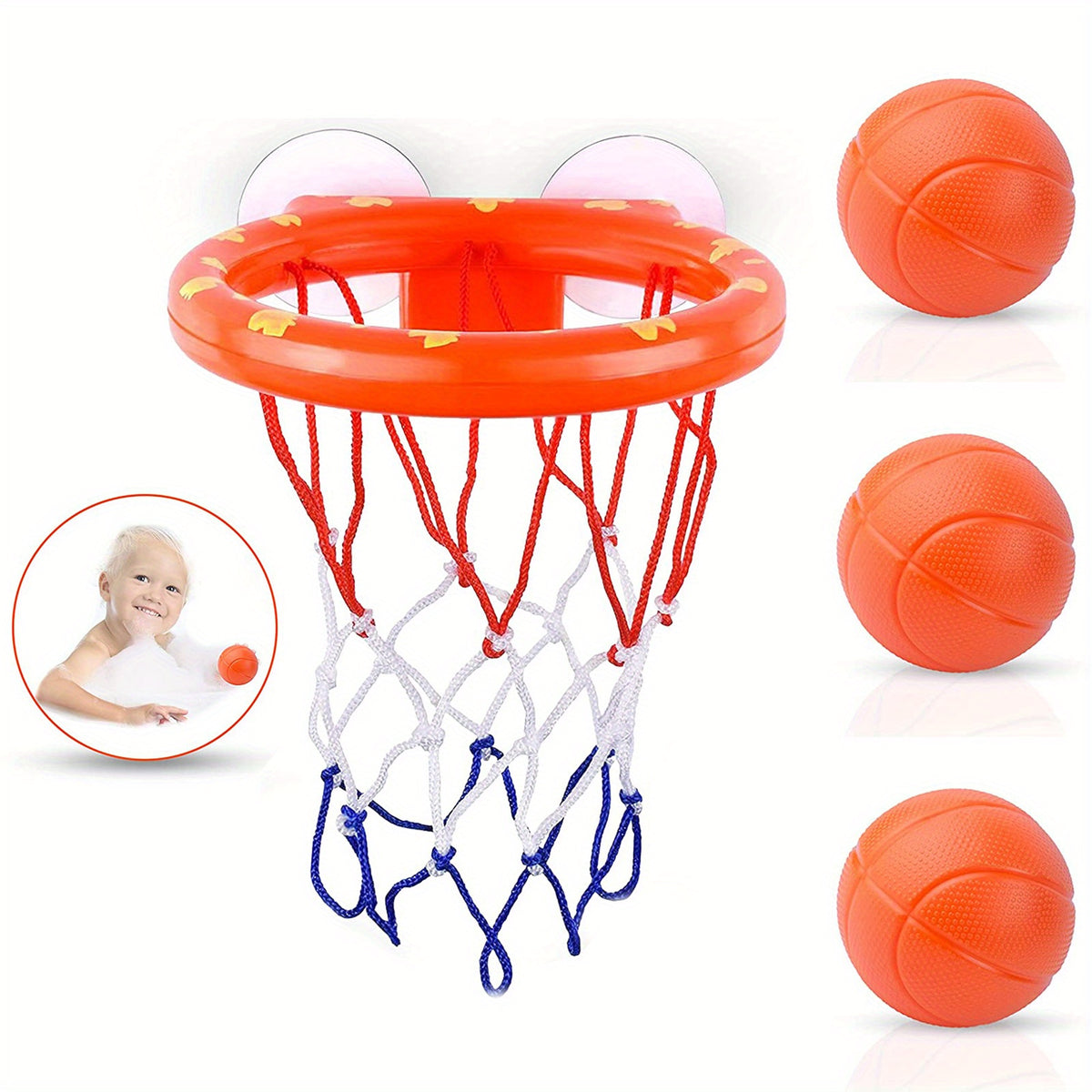 Bath Toys Bathtub Basketball Hoop For Toddlers with 3 Soft Balls Set