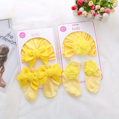 0-3 Year Old Baby Flower Bow Knot Princess Hat & Socks Set