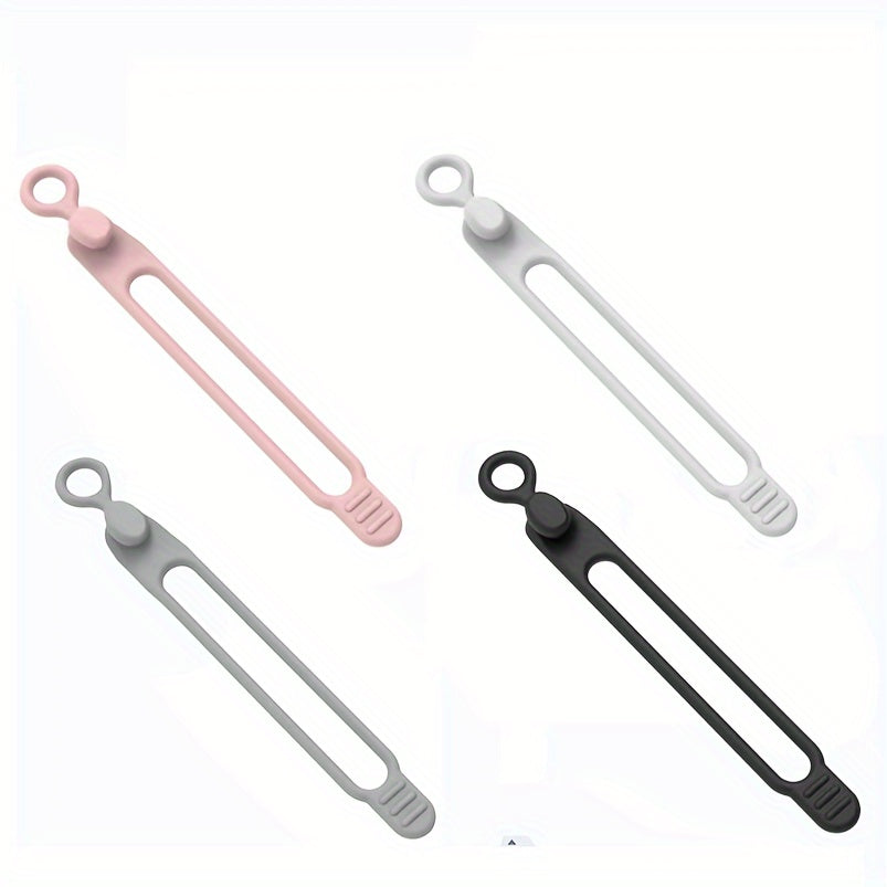 4pcs Reusable Silicone Cable Ties - Cord Organizer for Wires