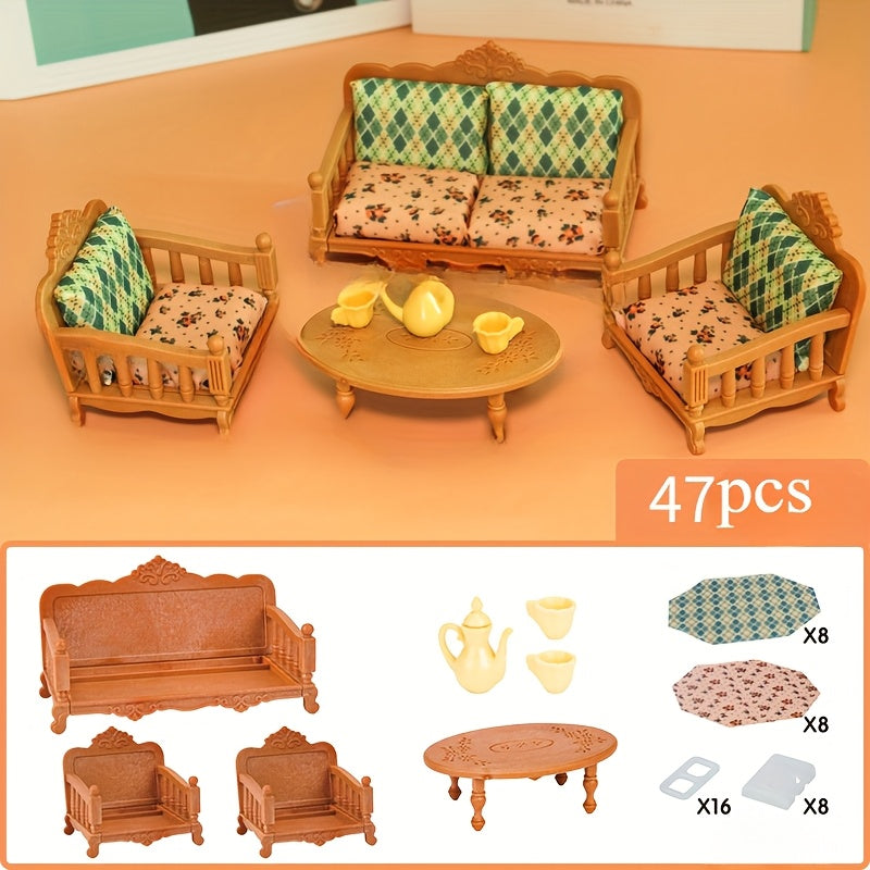 1:12 Dollhouse Mini Furniture Sofa Piano Set Plastic