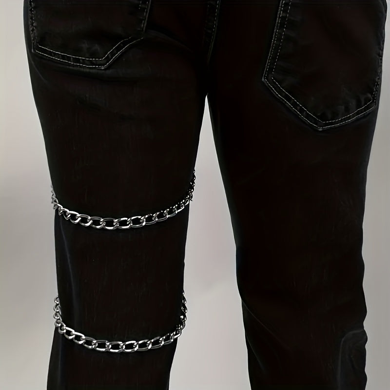 Punk Style Double Layer Tassel Metal Chain Hip Hop Retro Jeans Pendant