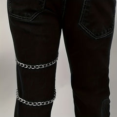 Punk Style Double Layer Tassel Metal Chain Hip Hop Retro Jeans Pendant