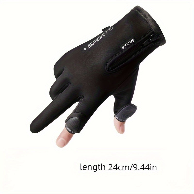 Winter Fleece Two Finger Flip Gloves Waterproof Touch Screen Gloves