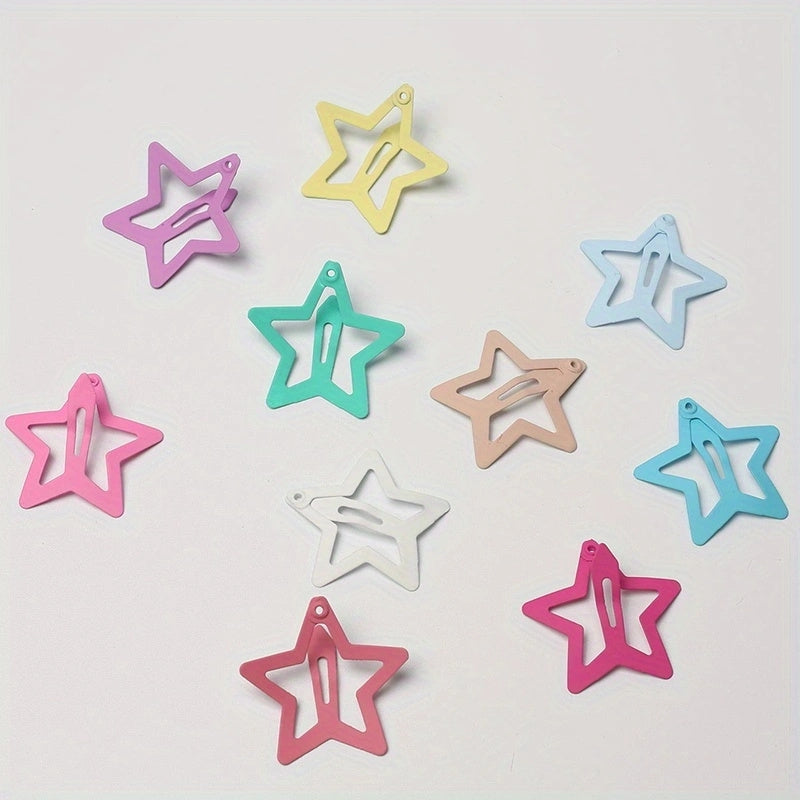 10pcs Star Hair Clip Minimalist Solid Snap Clip Headwear