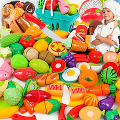 Colorful Pizza Kitchen Set with Fruits, Vegetables, Utensils