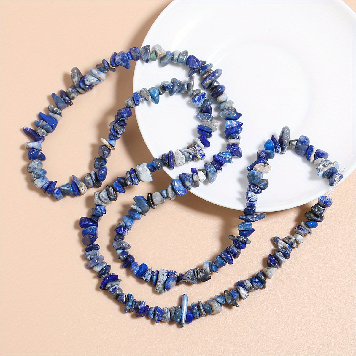 Vintage Boho Stone Beaded Chain Necklace Jewelry