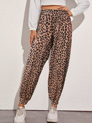  Leopard Print High Rise Jogger Trousers