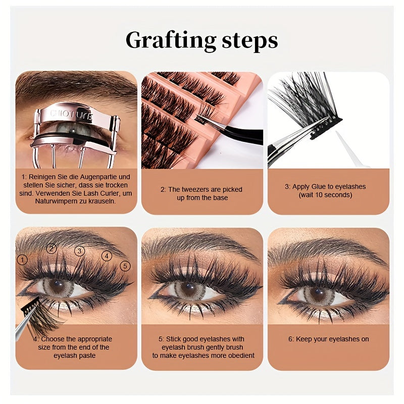 7-Row False Eyelashes Segmented Natural Thick Cluster Lashes Extension