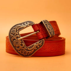 Retro Pattern Buckle Belt for Men Denim Pants Jeans