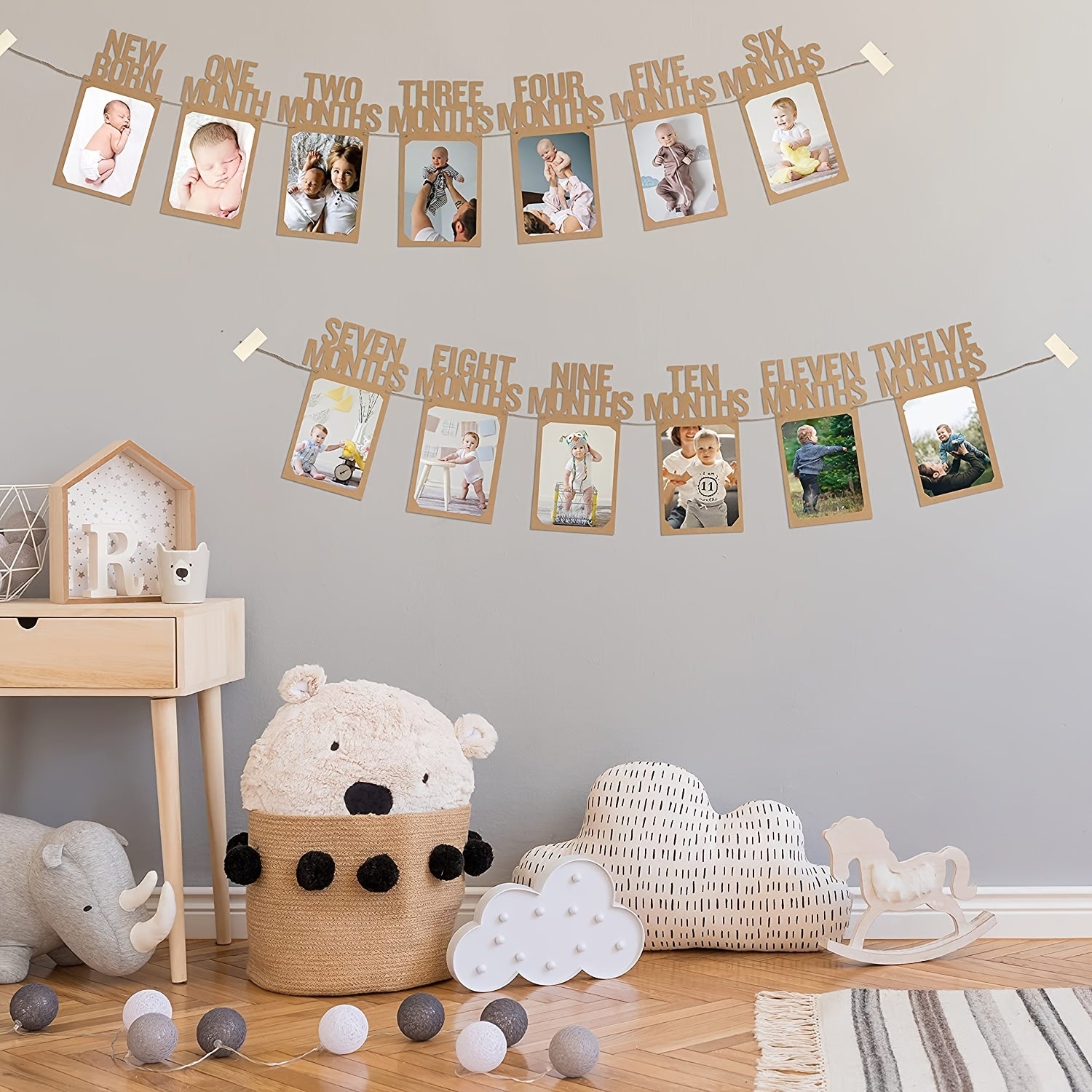 1st Birthday Photo Banner: Monthly Milestone Celebration