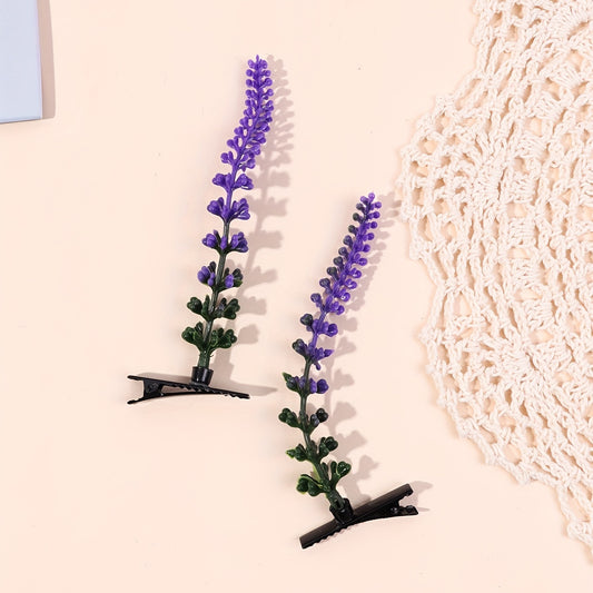 2pcs Lavender Decor Duck Billed Hair Clip for Hair Bangs Braids