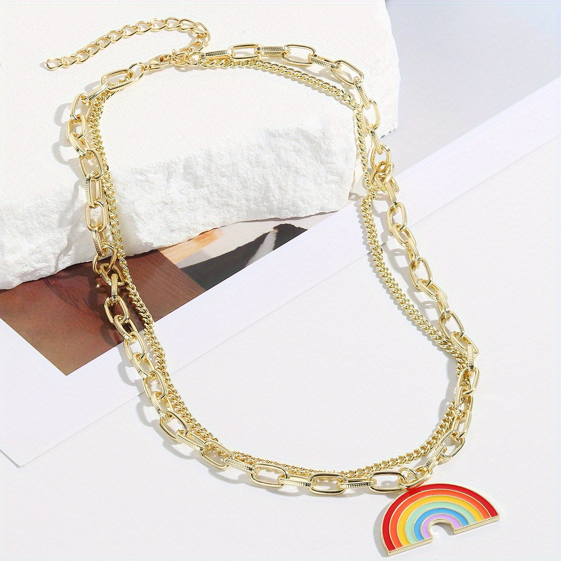 LGBT Rainbow Pendant Necklace for Women Chocker Pride Month Gift