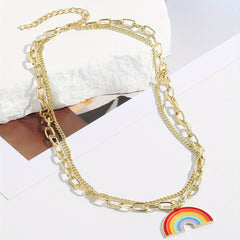 LGBT Rainbow Pendant Necklace for Women Chocker Pride Month Gift