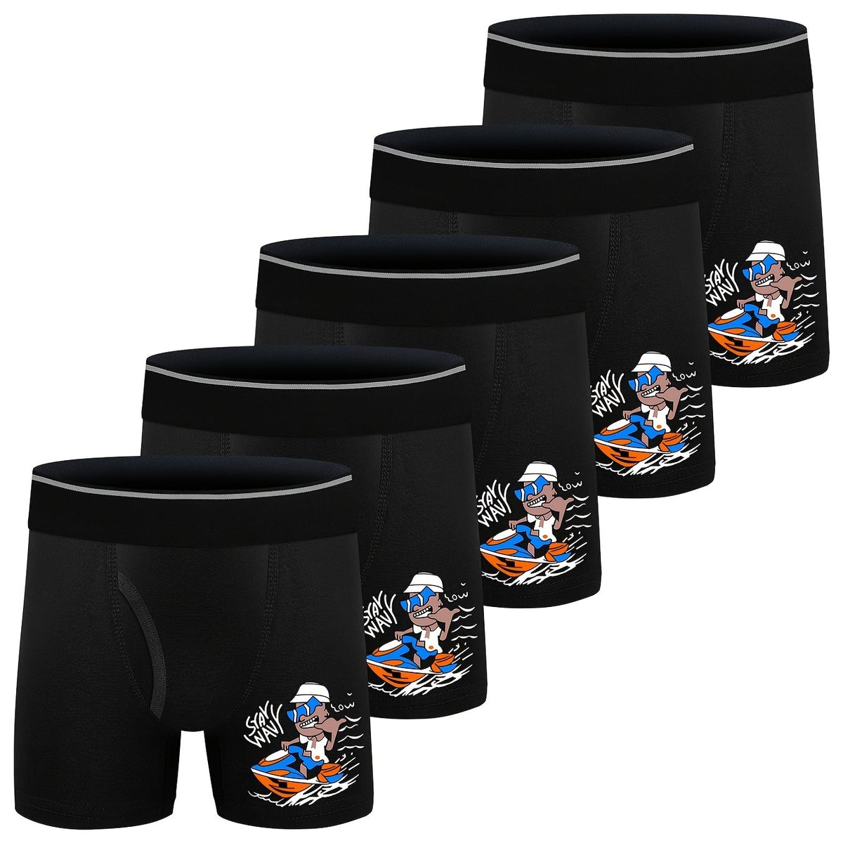 5Pack Boys Cartoon Boxer Briefs Cotton Stretch Soft Underwear