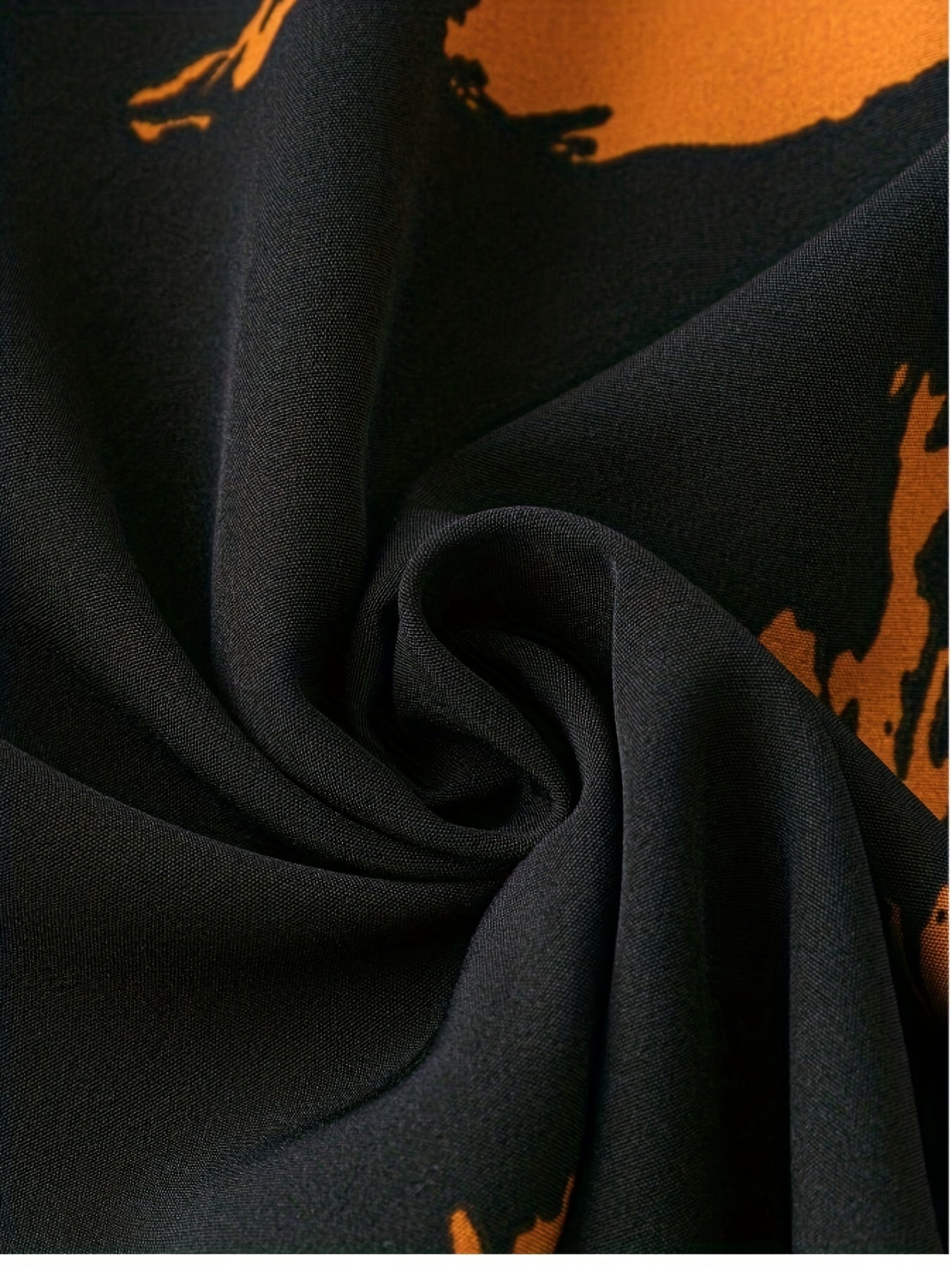 Plus Size Brush Print Wide Leg Pants with Bow Knot Front