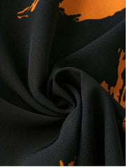 Plus Size Brush Print Wide Leg Pants with Bow Knot Front