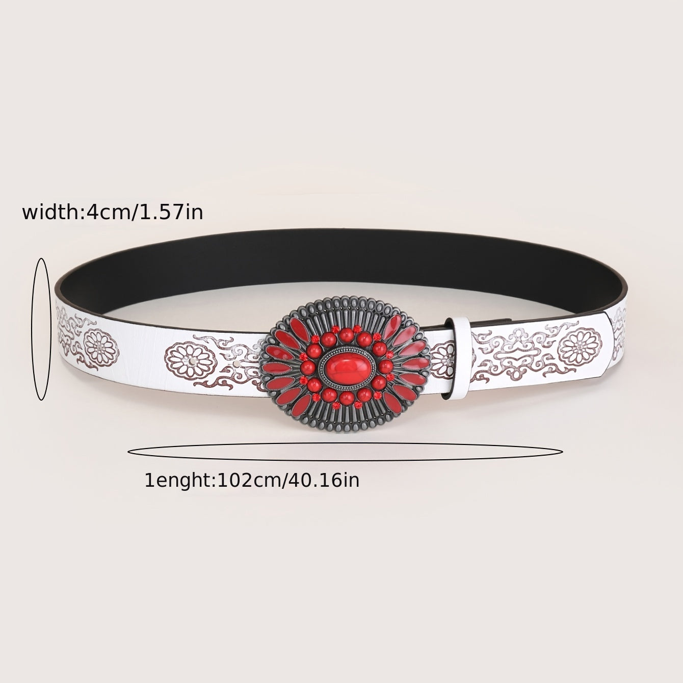 Embossed Bohemian Style Belt Vintage Western Style Cowboy PU Leather Belt