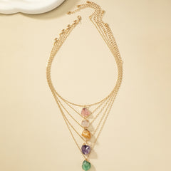 Irregular Crystal Stone Pendant Necklace 14k Plated Women's Necklace