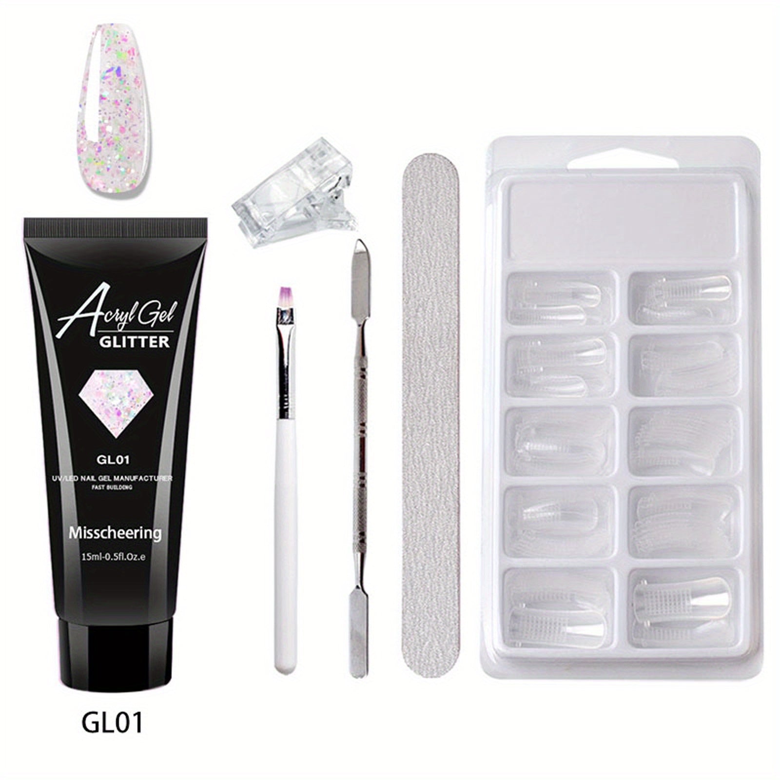 6 Nail Art Extension Glue Set with Tools for Acrylic Nails