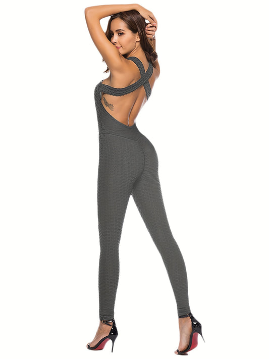 Halter Neck Yoga Jumpsuit Butt Lifting Tummy Control