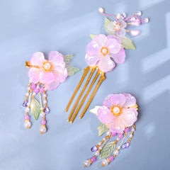 Vintage Flower Leaf Tassel Hairpin Hair Comb Clip Barrette Chinese Style