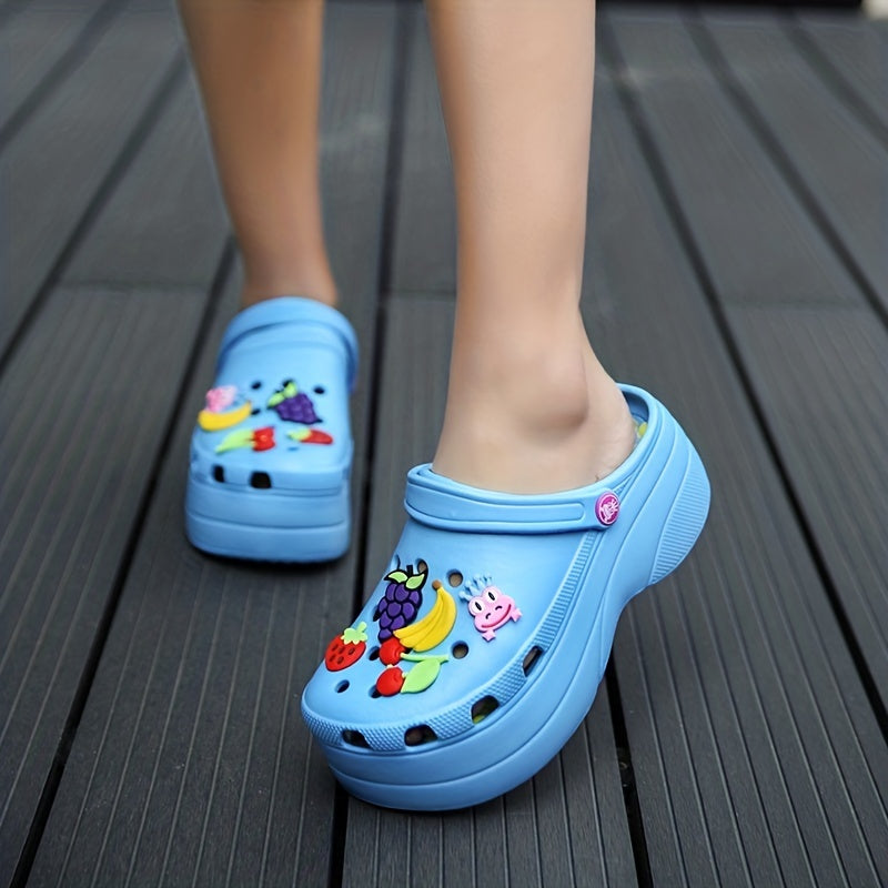 Women's Fruit Platform Clogs Chunky Heel Anti-skid Shoes