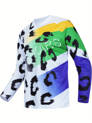 Men's Leopard Print V Neck Tee for Spring Fall