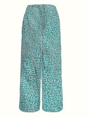  Boho Pants Women's Plus Floral Print Wide Leg Pants
