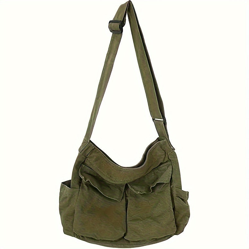 Men's Cargo Canvas Shoulder Bag Large Capacity Port Retro Messenger Bag