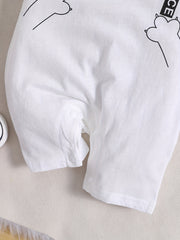 Baby Boys Bear Paw Letter Romper Short Sleeves Summer Romper