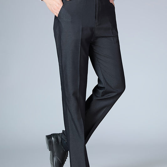 Men's Slim Fit Solid Dress Pants No Iron Formal Suit Trousers