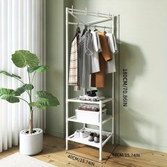 Corner Coat Rack Shoe Rack With Hooks and Shelves