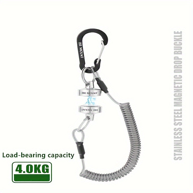 Stainless Steel Wire Lanyard Magnetic Keychain Retractable Spring Coil