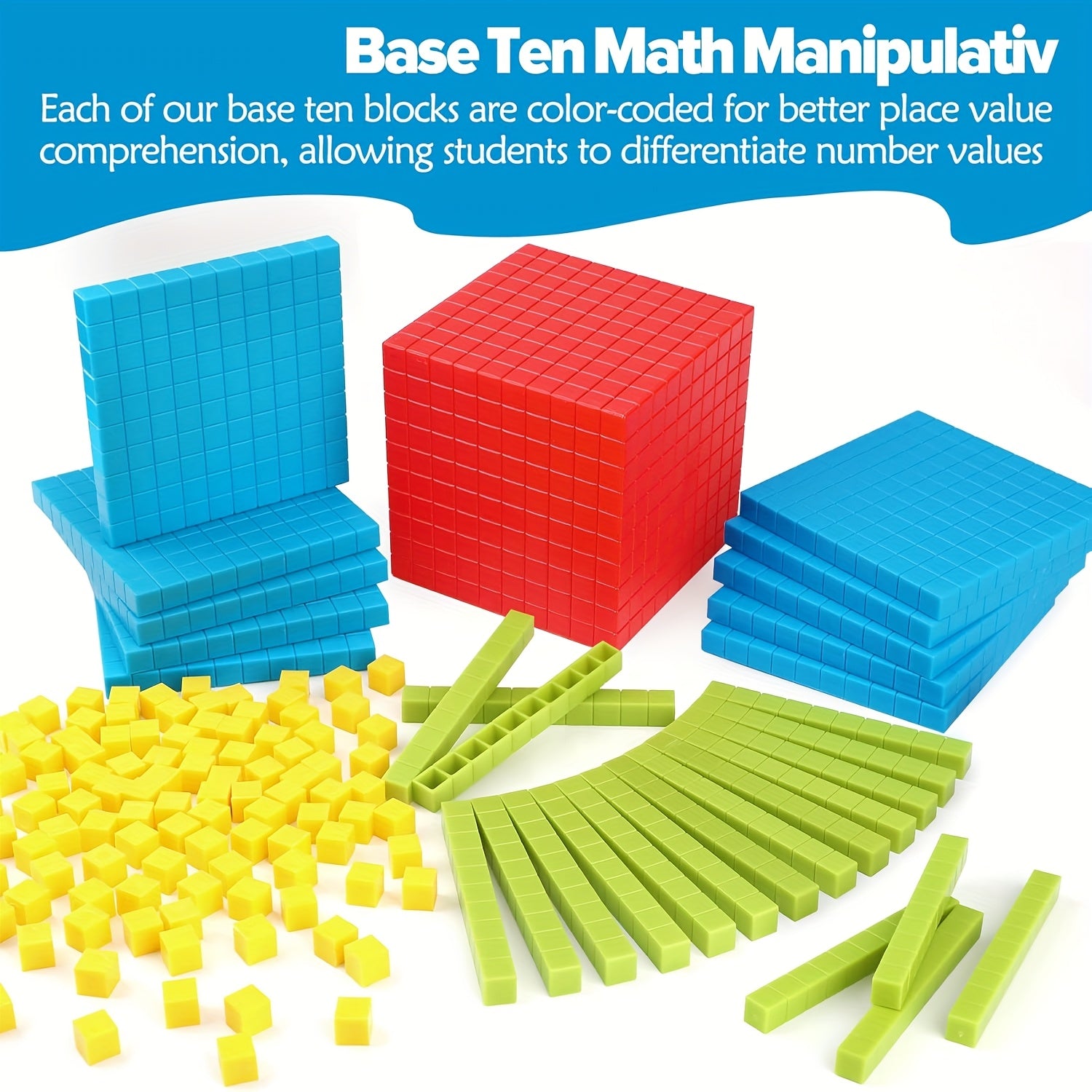 136pc Base Ten Blocks & Activities Set for Math Education