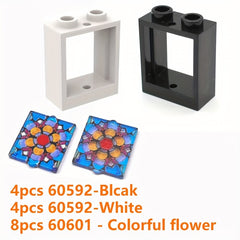 16pcs Vintage Geometric Pattern Building Blocks Windows Set