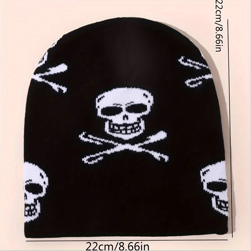 Hip Hop Jacquard Beanie Hat Casual Knitted Womens Warm Skull Cap