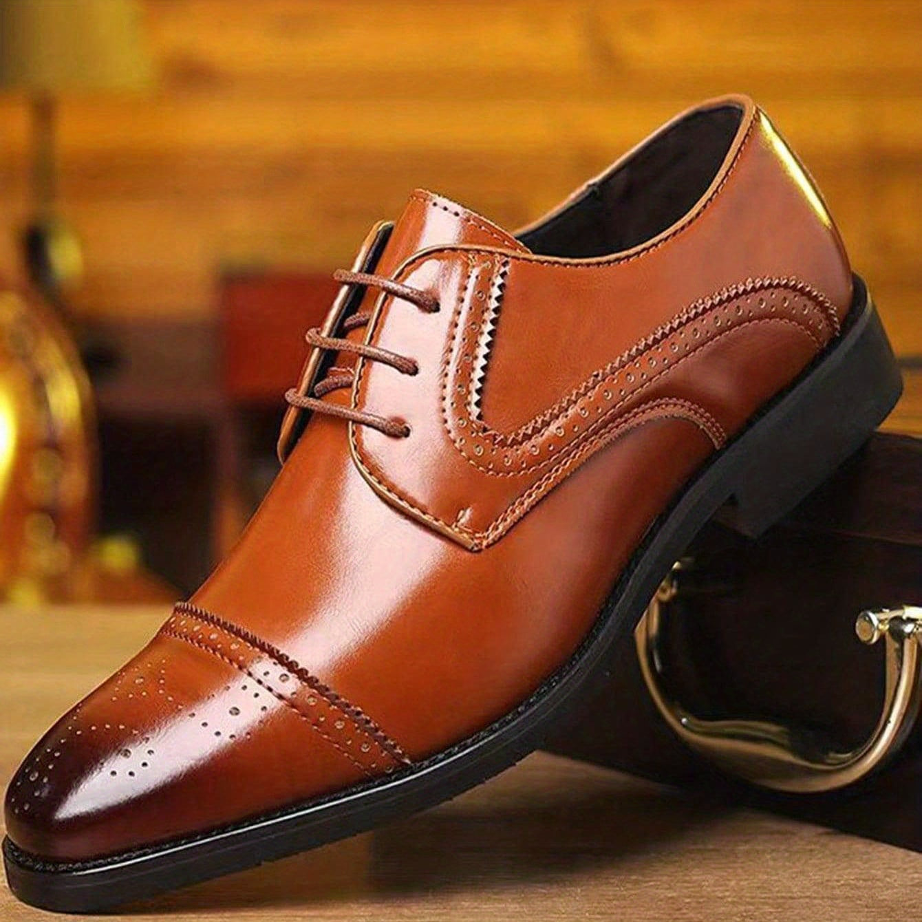 Men Ombre Perforated Lace up Oxford Shoes Non Slip Formal Shoes